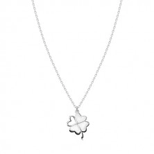 Stříbrný náhrdelník 925 - čtyřlístek pro štěstí, srdíčkový výřez, blýskavý řetízek