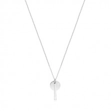Stříbrný 925 náhrdelník - blýskavý řetízek, lesklý kruh s obdélníkem