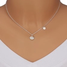 Stříbrný 925 náhrdelník - plochý kroužek, větší kruh s blýskavými zirkony