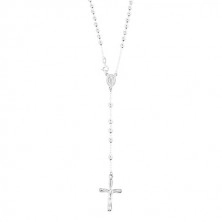 Stříbrný náhrdelník 925 - růženec, Zázračný medailon, kříž s Ježíšem