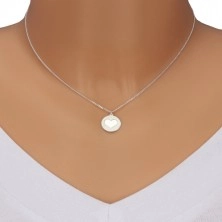 Stříbrný 925 náhrdelník - lesklý kruh, matný kruh se srdíčkovým výřezem