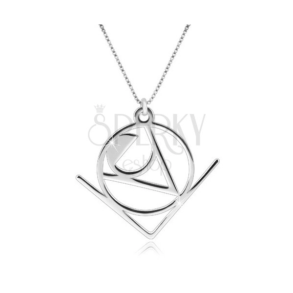 Stříbrný 925 náhrdelník - slovo "Love" v abstraktním geometrickém motivu