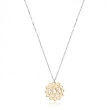 Náhrdelník ze stříbra 925 - lesklá srdcová čakra ve zlatém odstínu, matný lotosový květ