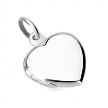Stříbrný přívěsek 925 - plochý medailon, symetrické srdce s lesklým povrchem