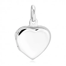 Stříbrný přívěsek 925 - plochý medailon, symetrické srdce s lesklým povrchem