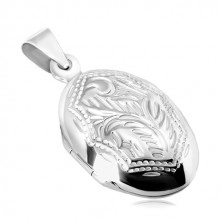 Stříbrný 925 přívěsek - medailon, oboustranně zdobený ovál s přírodním motivem