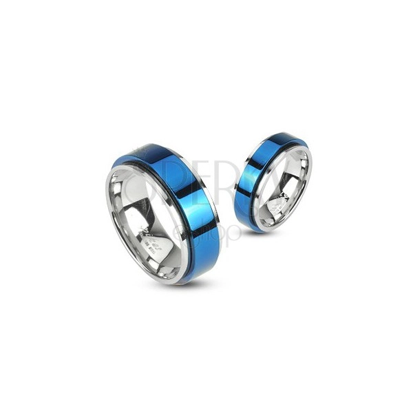 Prsten z oceli otáčivý - modrý