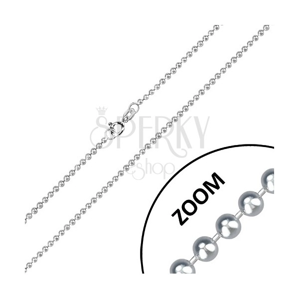 Řetízek ze stříbra 925 - lesklé kuličky oddělené krátkými tyčinkami, 2 mm