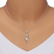 Stříbrný náhrdelník 925 - číslo osm, zvlněné stuhy s perlou, řetízek