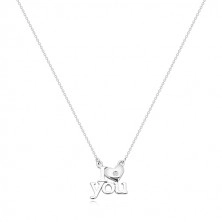 Briliantový náhrdelník ze stříbra 925, "I heart you", řetízek z oválných oček