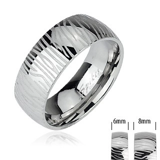 Ocelový prsten - vzor zebra - Velikost: 49