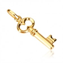 Přívěsek ze žlutého zlata 585 - lesklý klíč se starožitným vzhledem