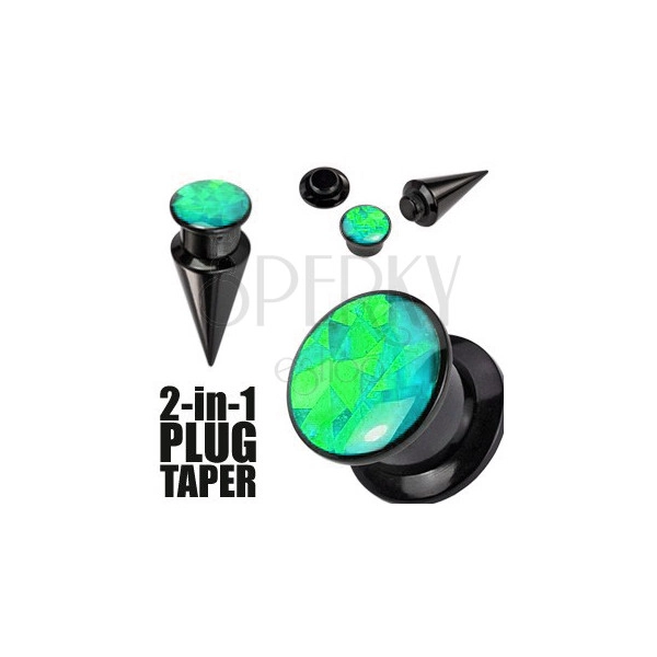 Expander a plug v černém barevném odstínu - černý a zelený šroubek