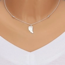 Stříbrný set 925 - náušnice a náhrdelník, andělské křídlo a lesklé kuličky