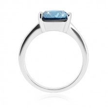 Stříbrný prsten 925 - zirkonový čtverec tmavě modré barvy a čiré zirkony