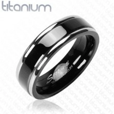 Titanový prsten, černý pás 