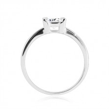 Stříbrný 925 prsten - úzká ramena, transparentní zirkonový čtverec, 5 mm