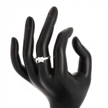 Stříbrný 925 prsten - úzká ramena, transparentní zirkonový čtverec, 5 mm