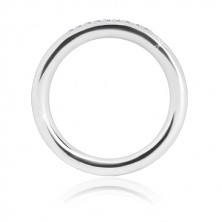 Stříbrný prsten 925 - lesklý zaoblený povrch, linie drobných čirých zirkonků