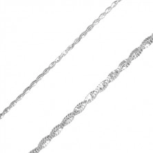 Stříbrný náramek 925 - dva navzájem propletené řetízky, blýskavý povrch
