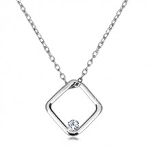 Briliantový náhrdelník z bílého zlata 375 - lesklý kosočtverec s diamantem