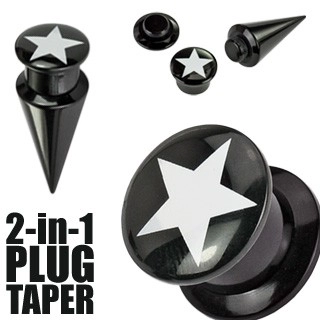 Plug a taper černý  STAR - Tloušťka : 6 mm 