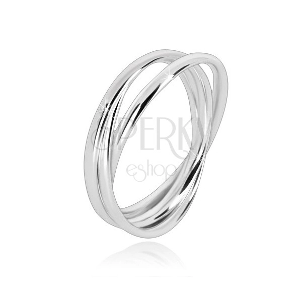 Trojitý prsten ze stříbra 925 - úzké propojené prstence s lesklým povrchem