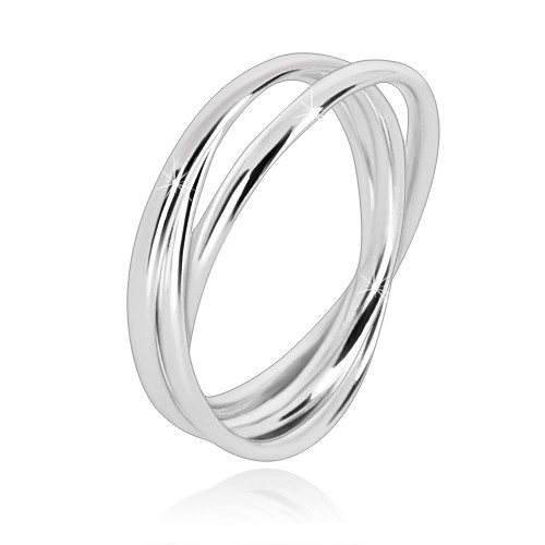 Trojitý prsten ze stříbra 925 - úzké propojené prstence s lesklým povrchem - Velikost: 62
