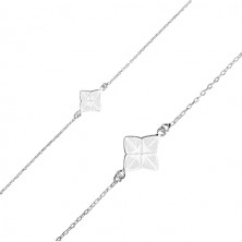 Náramek ze stříbra 925 - čtyřcípá hvězda s bílou glazurou, geometrický motiv