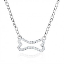 Stříbrný náhrdelník 925 - lesklý řetízek z oválných oček, kostička a list