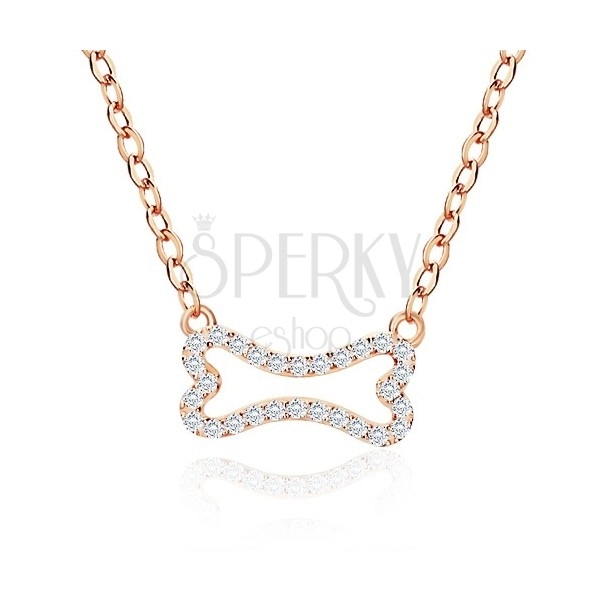 Stříbrný náhrdelník 925 růžovozlaté barvy - zirkonová kostička, jemný řetízek, karabinka