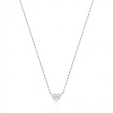 Stříbrný náhrdelník 925 - zirkonové srdíčko, jemný řetízek, perový kroužek