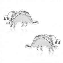 Stříbrné náušnice 925 - blýskavý dinosaurus - stegosaurus, puzetové zapínání