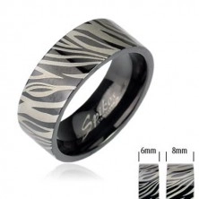 Ocelový prsten - černá zebra
