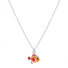 Dvojdílná sada ze stříbra 925 - náhrdelník a náušnice, červeno-oranžová rybička