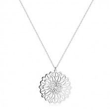 Stříbrný trojset 925 - náhrdelník, náramek, náušnice, motiv květu s vykrojenými okvětními lístky