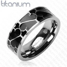 Titanový prsten - černá glazura s ornamentem