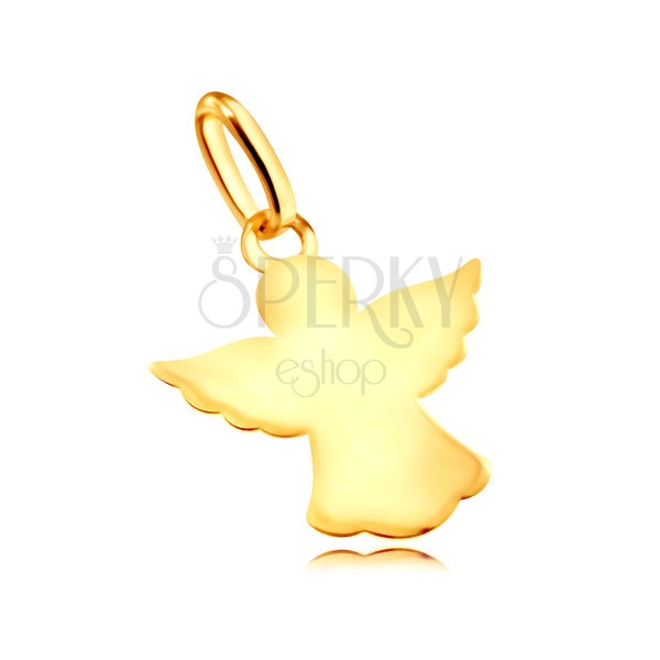 Přívěsek ve žlutém 9K zlatě - vyřezávaný obrys andílka s rozpjatými křídly
