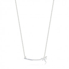 Stříbrný 925 náhrdelník - lesklá vážka na úzké tyčince se zirkonky čiré barvy
