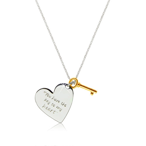 Stříbrný náhrdelník 925 - srdce s nápisem \