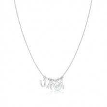 Lesklý stříbrný 925 náhrdelník - motiv "U R the 1", hladké drobné kuličky
