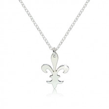 Lesklý stříbrný náhrdelník 925 - ozdobně vyřezávaný symbol "Fleur de Lis"