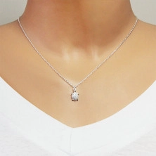 Stříbrný 925 náhrdelník - lesklá želvička s třpytivým zirkonovým krunýřem
