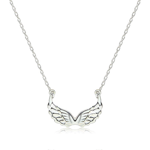 Stříbrný 925 náhrdelník - lesklá vyřezávaná andělská křídla