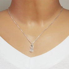 Lesklý náhrdelník ze stříbra 925 - dvojitá ležící osmička s hladkým povrchem