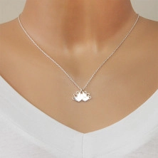 Stříbrný 925 náhrdelník - lotosový květ s konturami okvětních lístků a čirým zirkonem