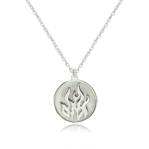 Stříbrný náhrdelník 925 - element ohně v kruhové lesklé linii