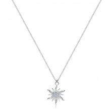 Stříbrný náhrdelník 925 - třpytivé zirkonové sluníčko se zvlněnými paprsky