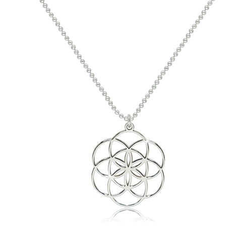 Stříbrný 925 náhrdelník - lesklý symbol Semeno života