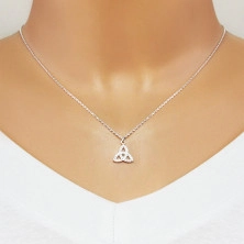 Stříbrný 925 náhrdelník - čirý zirkonový symbol Triquetra